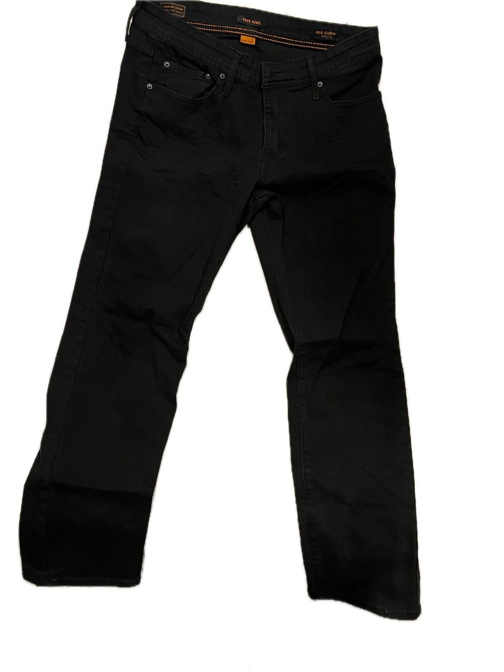 True Rebel 808 Slim Fit Black Jeans Mens 32x30